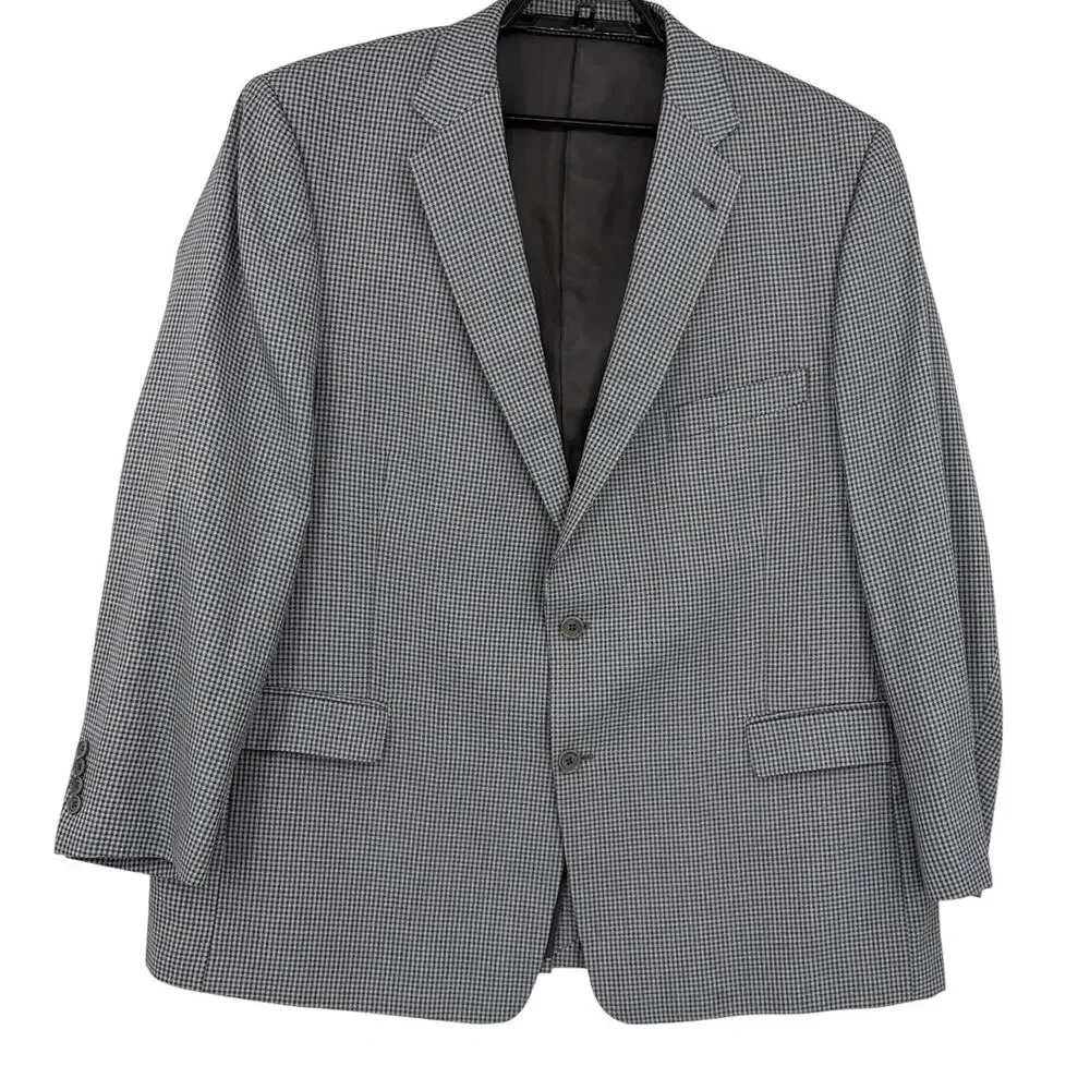 Turnberry Silk Wool Houndstooth Mens Blazer 50R Quiet Luxury Preppy Old Money